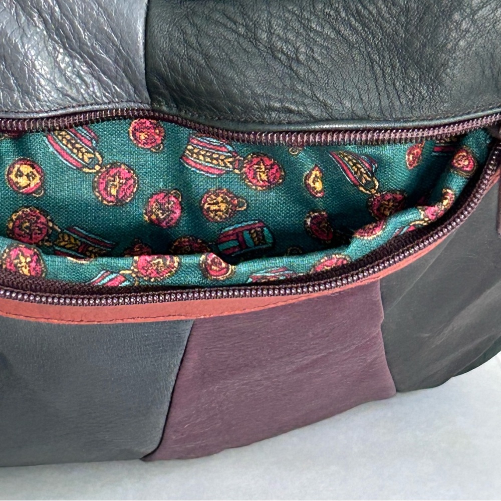 Vintage Multicolor Patchwork Boho Leather Purse Handbag Italy Signed - Picture 12 of 15